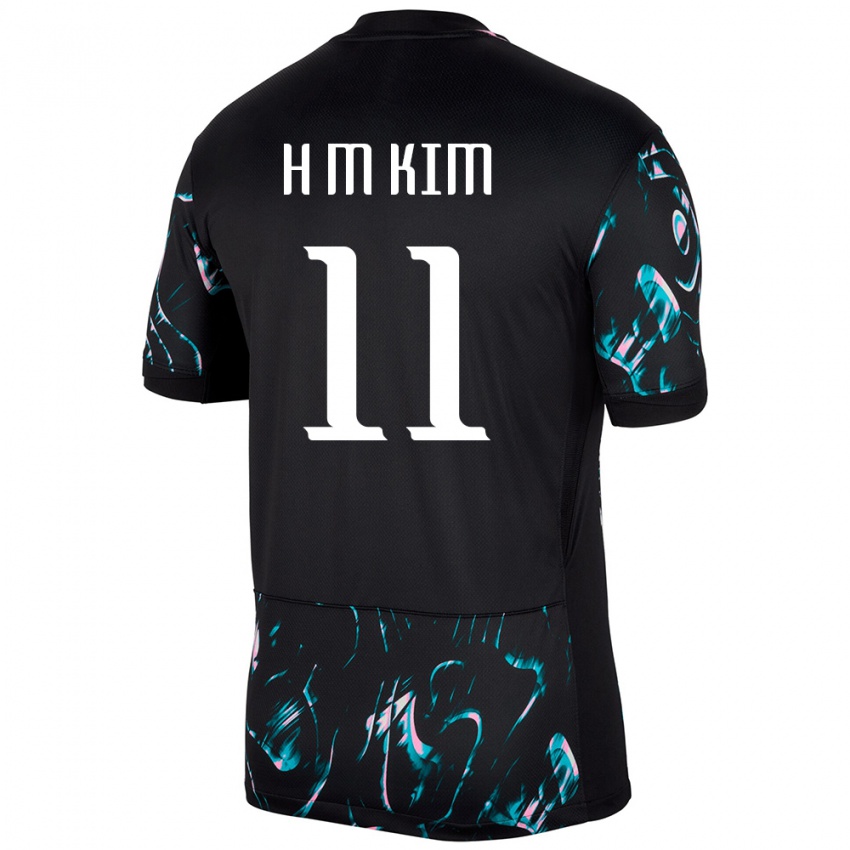 גברים דרום קוריאה Hyun-Min Kim #11 שָׁחוֹר הרחק ג'רזי 24-26 חולצה קצרה