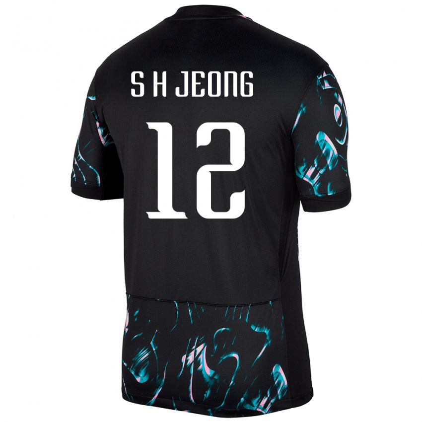 גברים דרום קוריאה Su-Ho Jeong #12 שָׁחוֹר הרחק ג'רזי 24-26 חולצה קצרה