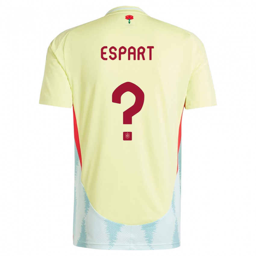גברים ספרד Xavi Espart #0 צהוב הרחק ג'רזי 24-26 חולצה קצרה