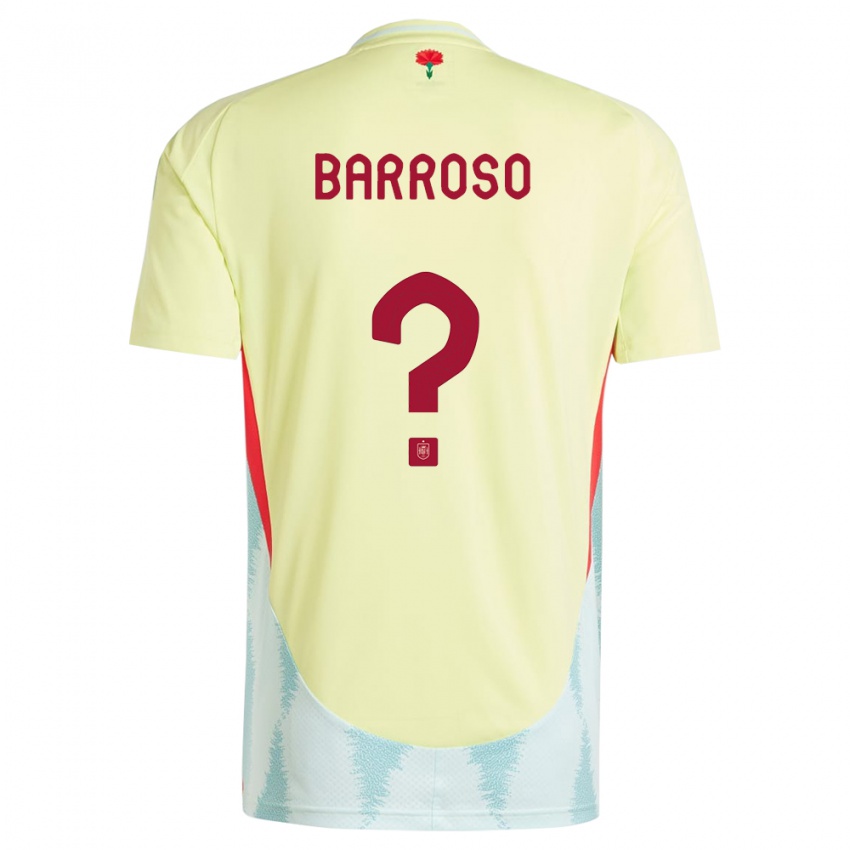 גברים ספרד Jaime Barroso #0 צהוב הרחק ג'רזי 24-26 חולצה קצרה