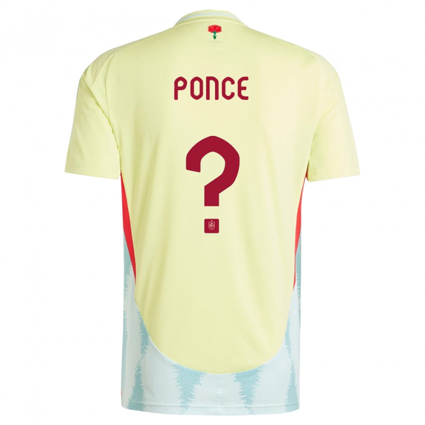 גברים ספרד Guille Ponce #0 צהוב הרחק ג'רזי 24-26 חולצה קצרה