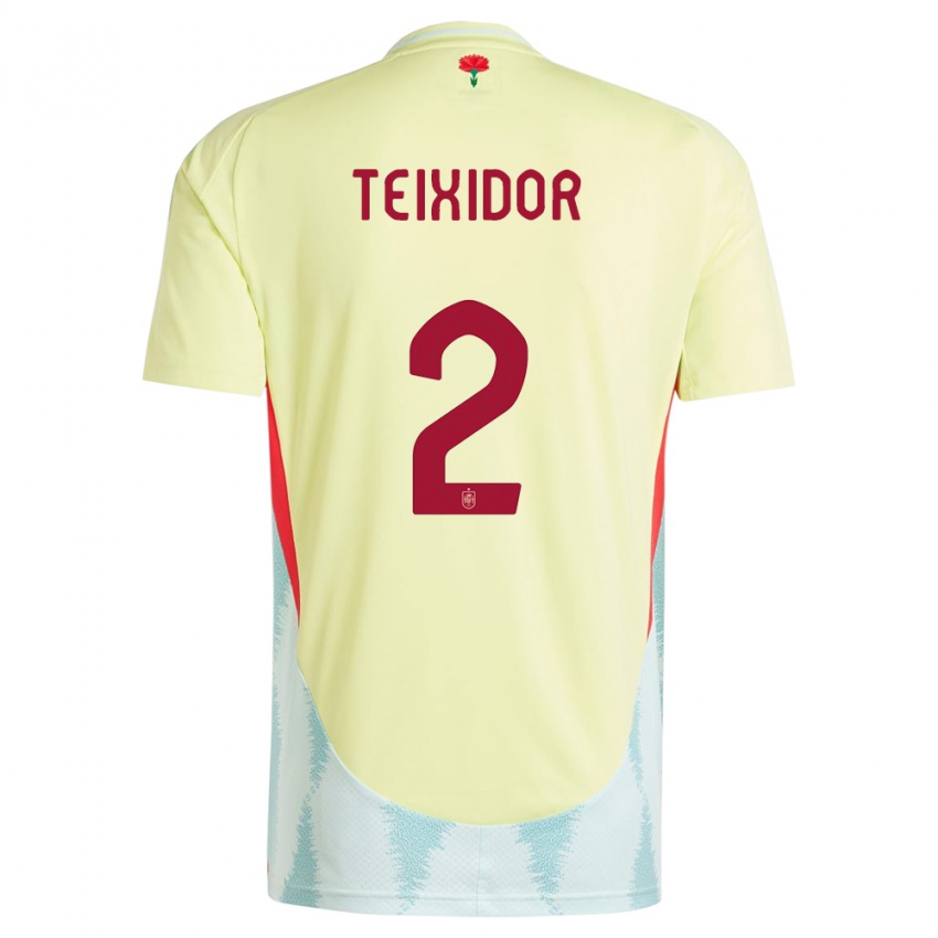 גברים ספרד Nil Teixidor #2 צהוב הרחק ג'רזי 24-26 חולצה קצרה