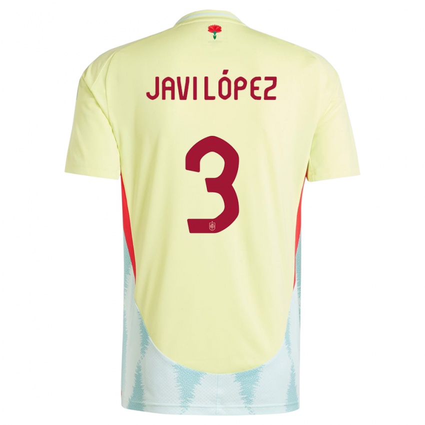 גברים ספרד Javi López #3 צהוב הרחק ג'רזי 24-26 חולצה קצרה