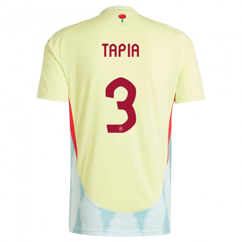 גברים ספרד Unai Tapia #3 צהוב הרחק ג'רזי 24-26 חולצה קצרה