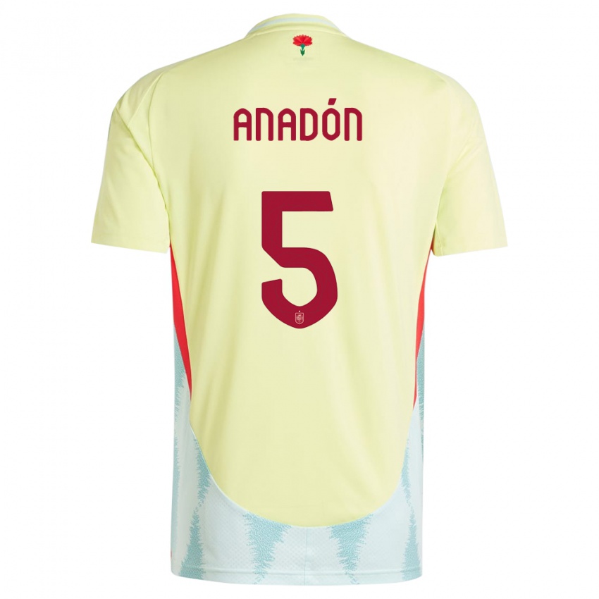 גברים ספרד Guillermo Anadón #5 צהוב הרחק ג'רזי 24-26 חולצה קצרה