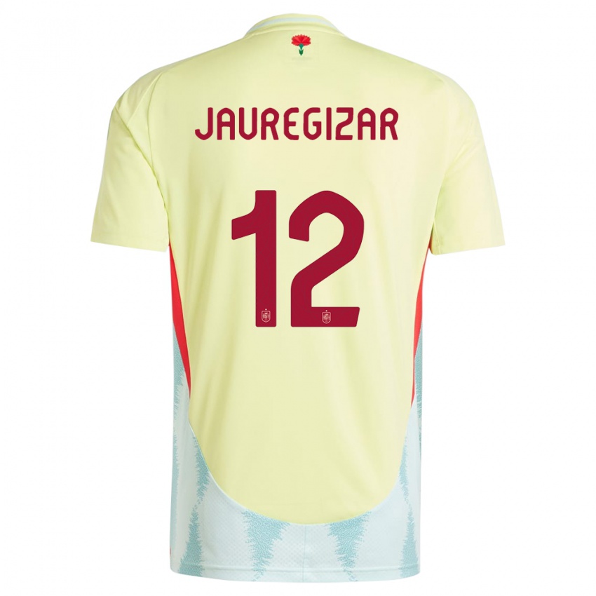 גברים ספרד Mikel Jauregizar #12 צהוב הרחק ג'רזי 24-26 חולצה קצרה