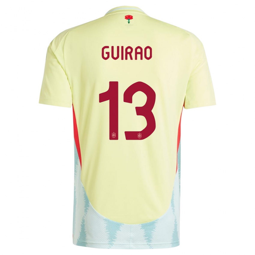 גברים ספרד Carlos Guirao #13 צהוב הרחק ג'רזי 24-26 חולצה קצרה