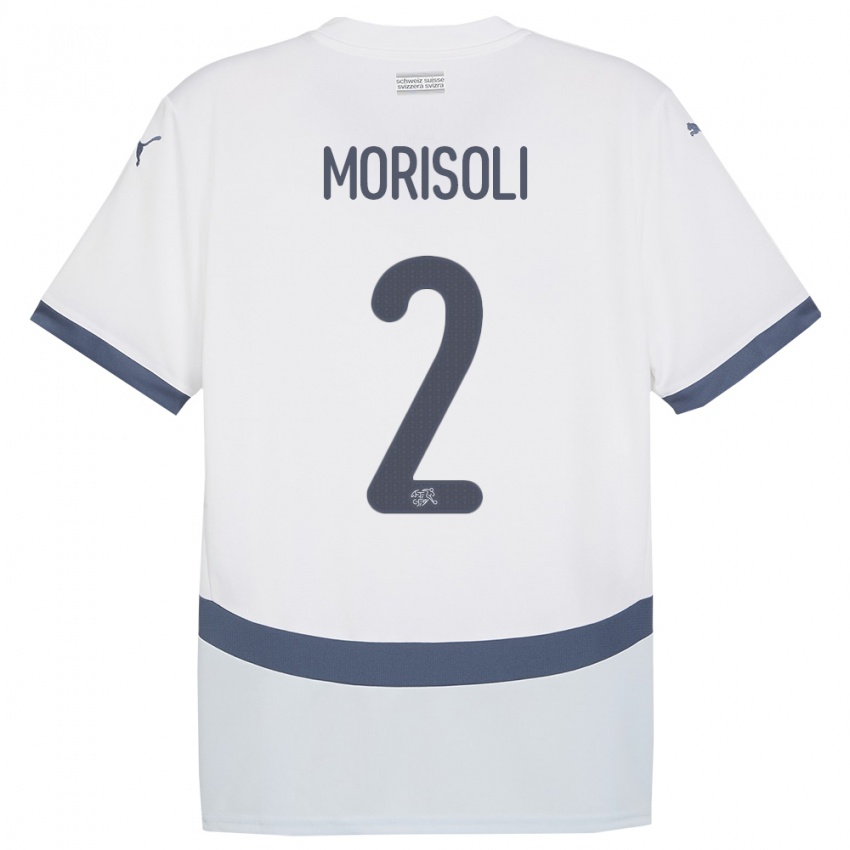 גברים שווייץ Gabriel Morisoli #2 לבן הרחק ג'רזי 24-26 חולצה קצרה