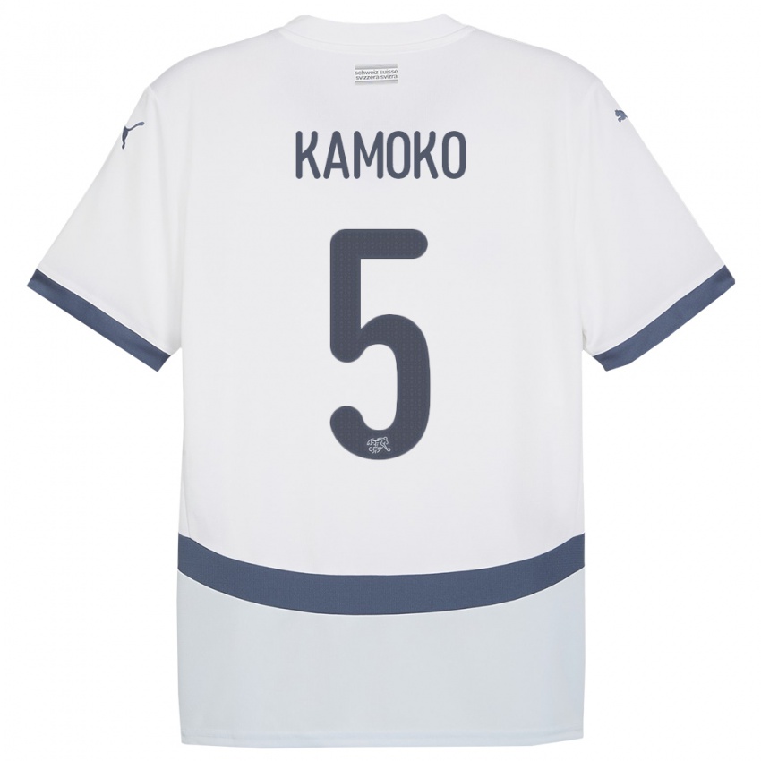גברים שווייץ Elohim Kamoko #5 לבן הרחק ג'רזי 24-26 חולצה קצרה