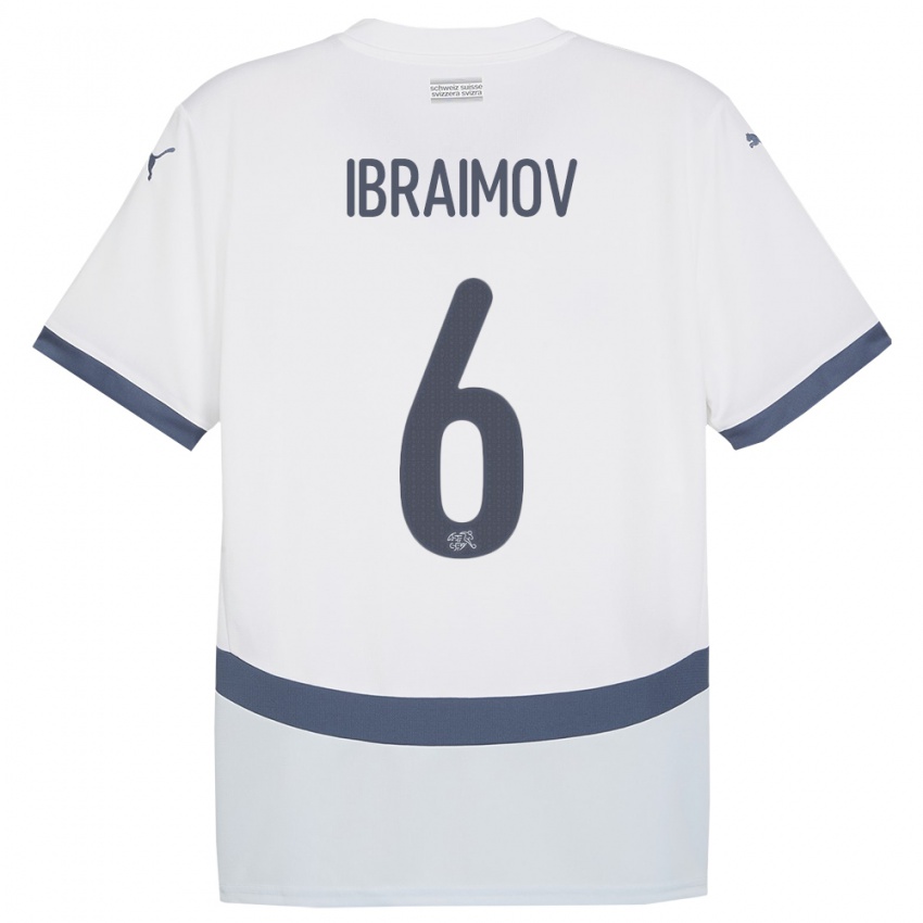 גברים שווייץ Leonit Ibraimov #6 לבן הרחק ג'רזי 24-26 חולצה קצרה