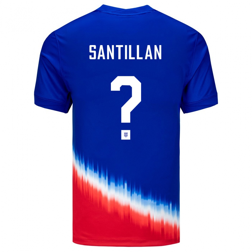 גברים ארצות הברית Noe Santillan #0 כְּחוֹל הרחק ג'רזי 24-26 חולצה קצרה