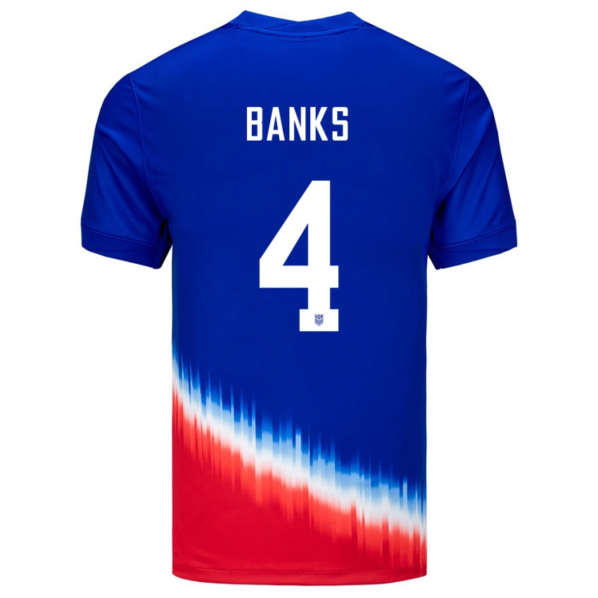גברים ארצות הברית Noahkai Banks #4 כְּחוֹל הרחק ג'רזי 24-26 חולצה קצרה