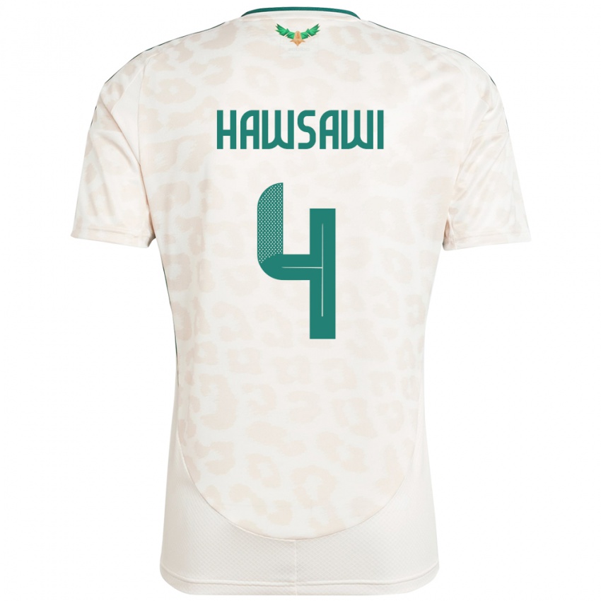 גברים ערב הסעודית Mohammed Hawsawi #4 לָבָן הרחק ג'רזי 24-26 חולצה קצרה