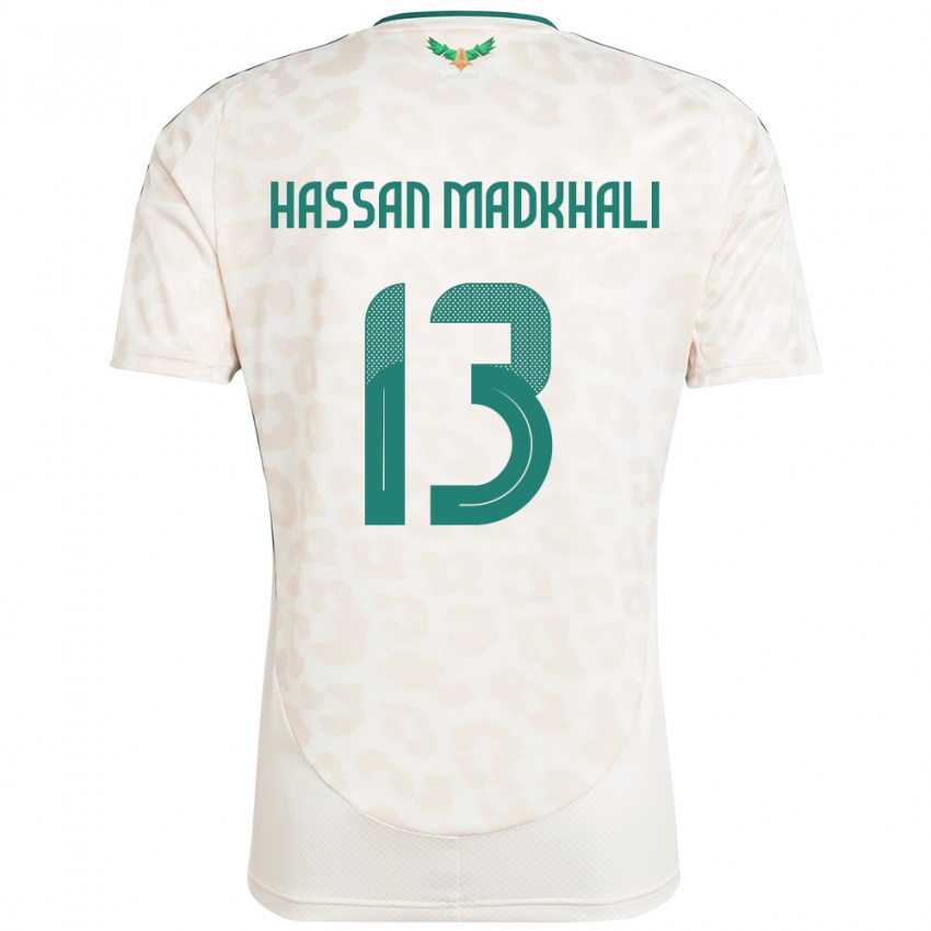 גברים ערב הסעודית Mohammed Hassan Madkhali #13 לָבָן הרחק ג'רזי 24-26 חולצה קצרה