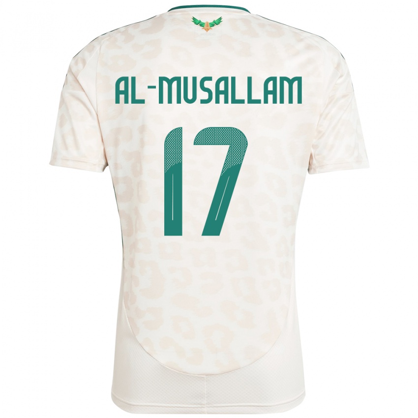 גברים ערב הסעודית Hassan Al-Musallam #17 לָבָן הרחק ג'רזי 24-26 חולצה קצרה