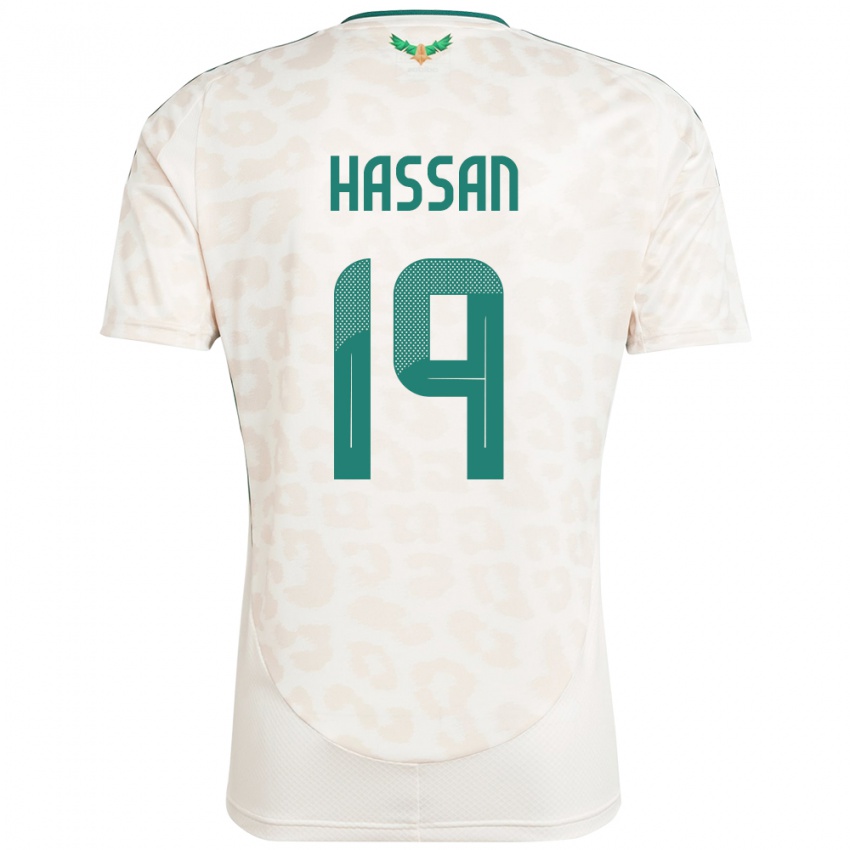 גברים ערב הסעודית Abdulhakim Hassan #19 לָבָן הרחק ג'רזי 24-26 חולצה קצרה