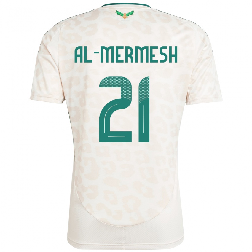 גברים ערב הסעודית Osama Al-Mermesh #21 לָבָן הרחק ג'רזי 24-26 חולצה קצרה