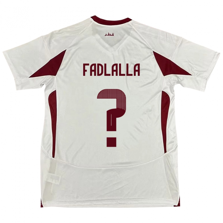 גברים קטאר Saifeldeen Fadlalla #0 לָבָן הרחק ג'רזי 24-26 חולצה קצרה