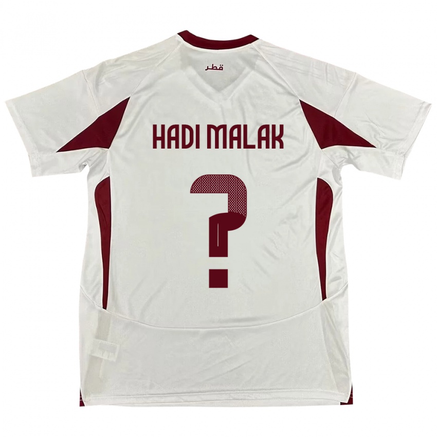 גברים קטאר Karam Hadi Malak #0 לָבָן הרחק ג'רזי 24-26 חולצה קצרה