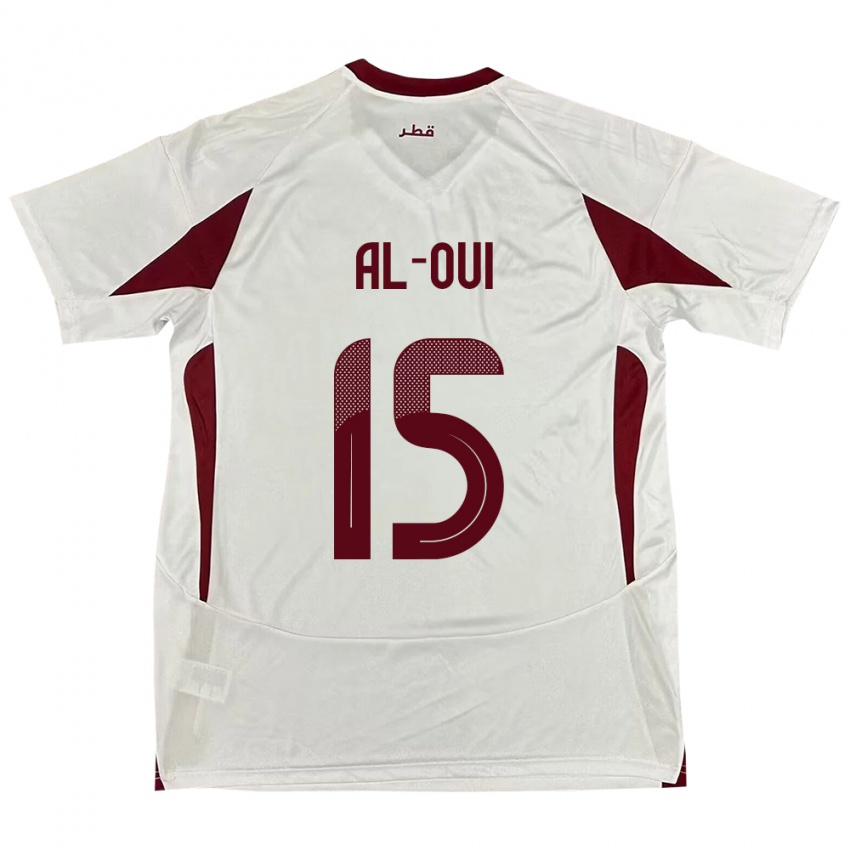 גברים קטאר Ayoub Al-Oui #15 לָבָן הרחק ג'רזי 24-26 חולצה קצרה