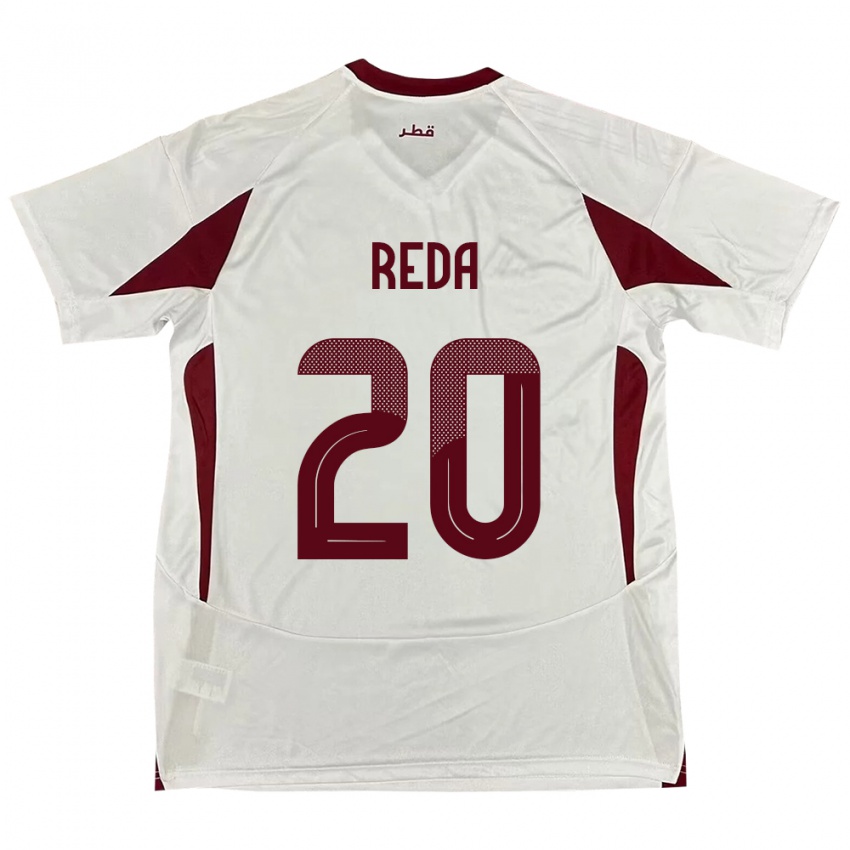 גברים קטאר Salem Reda #20 לָבָן הרחק ג'רזי 24-26 חולצה קצרה