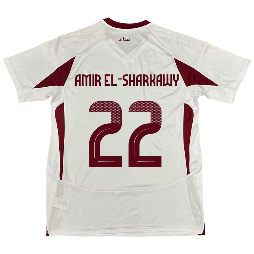 גברים קטאר Galal Amir El-Sharkawy #22 לָבָן הרחק ג'רזי 24-26 חולצה קצרה