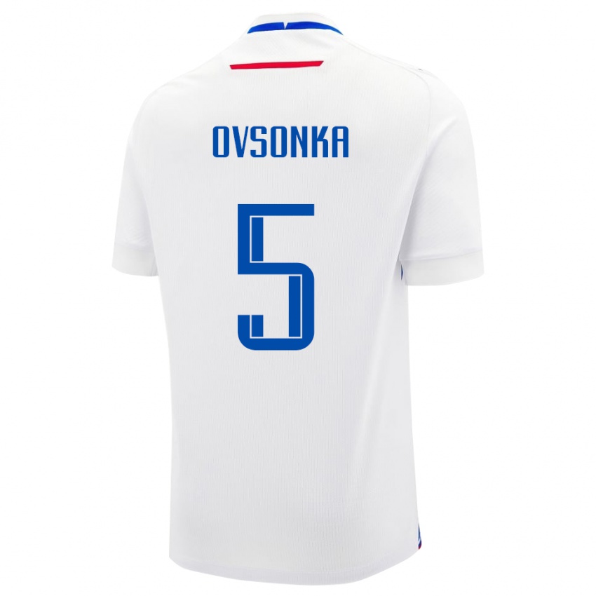 גברים סלובקיה David Ovsonka #5 לָבָן הרחק ג'רזי 24-26 חולצה קצרה