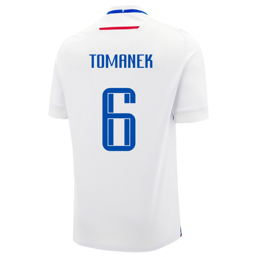 גברים סלובקיה Robert Tomanek #6 לָבָן הרחק ג'רזי 24-26 חולצה קצרה