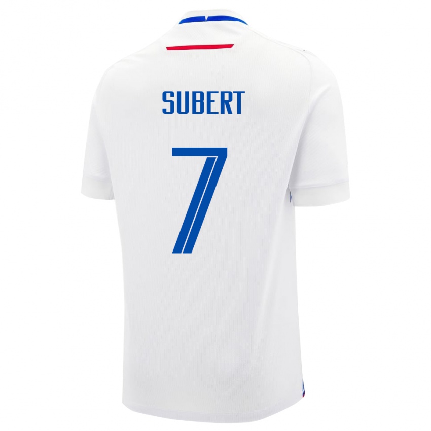גברים סלובקיה Alex Subert #7 לָבָן הרחק ג'רזי 24-26 חולצה קצרה