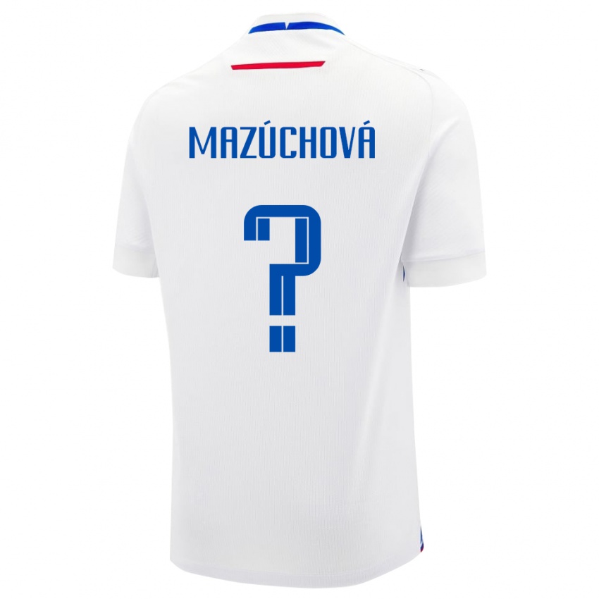 גברים סלובקיה Lenka Mazúchová #0 לָבָן הרחק ג'רזי 24-26 חולצה קצרה