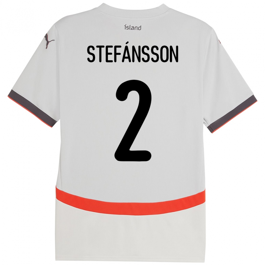גברים אִיסלַנד Stefán Gísli Stefánsson #2 לָבָן הרחק ג'רזי 24-26 חולצה קצרה