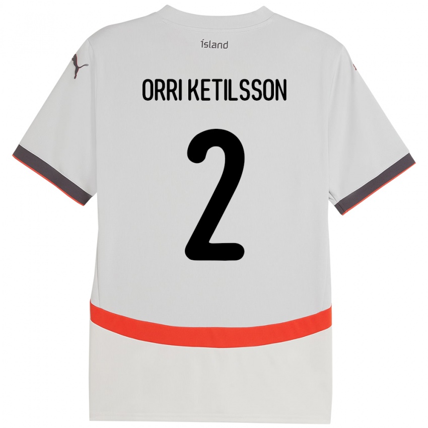 גברים אִיסלַנד Ketill Orri Ketilsson #2 לָבָן הרחק ג'רזי 24-26 חולצה קצרה