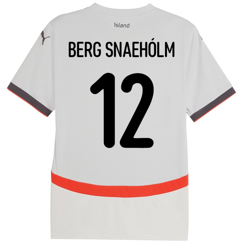 גברים אִיסלַנד Gylfi Berg Snaehólm #12 לָבָן הרחק ג'רזי 24-26 חולצה קצרה