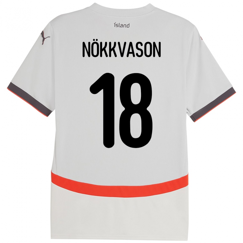 גברים אִיסלַנד Gudmundur Baldvin Nökkvason #18 לָבָן הרחק ג'רזי 24-26 חולצה קצרה