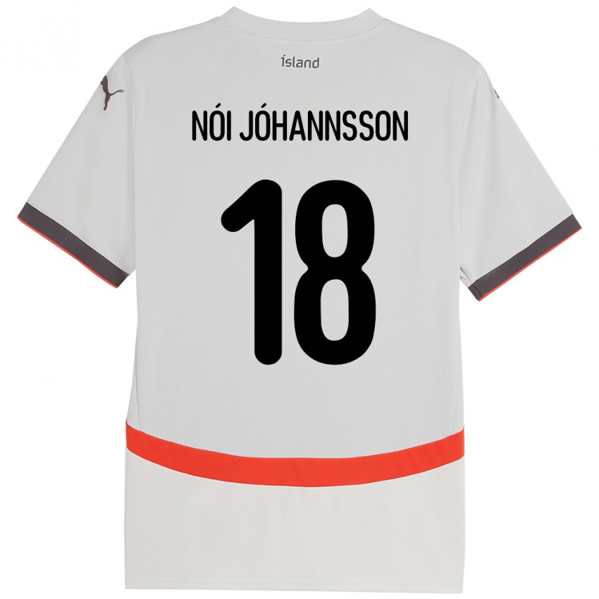 גברים אִיסלַנד Sigurdur Nói Jóhannsson #18 לָבָן הרחק ג'רזי 24-26 חולצה קצרה