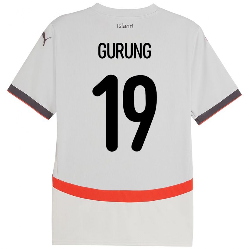 גברים אִיסלַנד Karan Gurung #19 לָבָן הרחק ג'רזי 24-26 חולצה קצרה