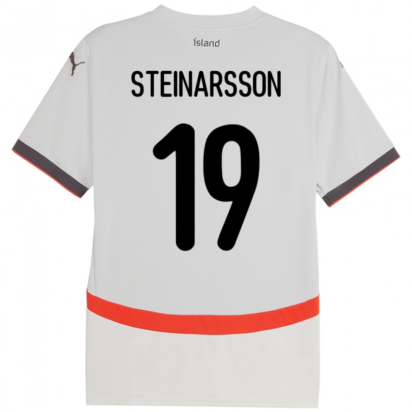 גברים אִיסלַנד Ásgeir Steinn Steinarsson #19 לָבָן הרחק ג'רזי 24-26 חולצה קצרה