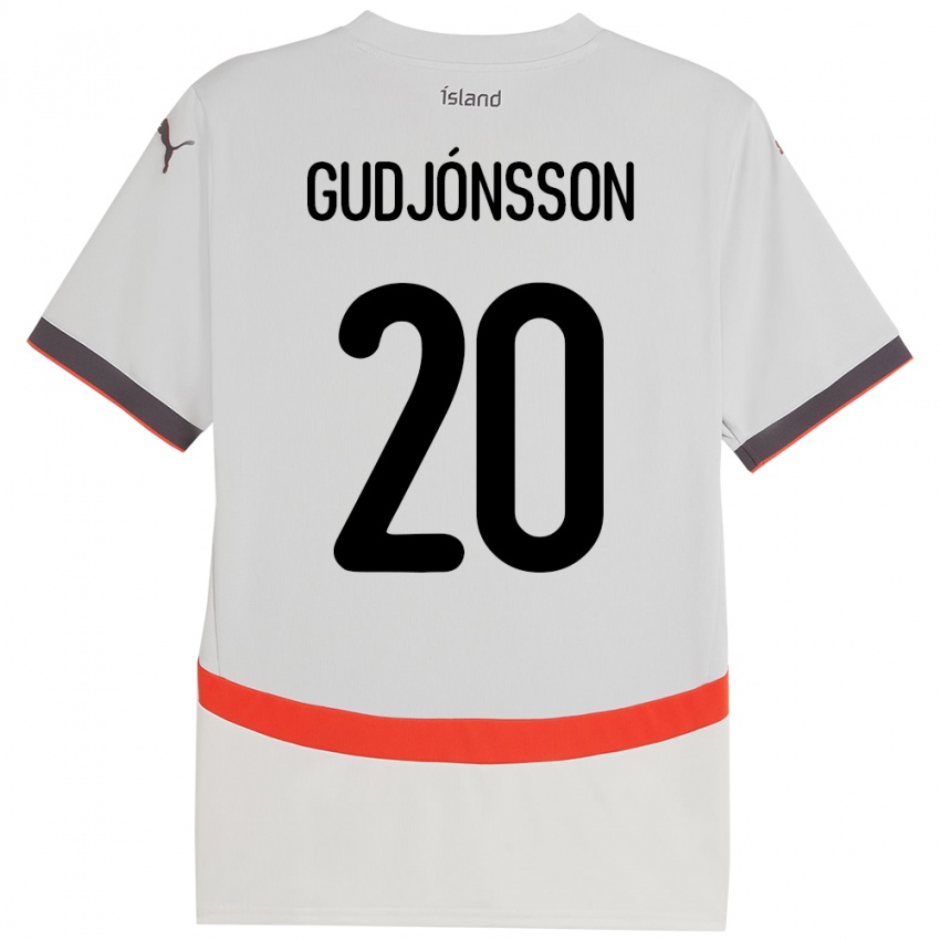 גברים אִיסלַנד Alexander Máni Gudjónsson #20 לָבָן הרחק ג'רזי 24-26 חולצה קצרה