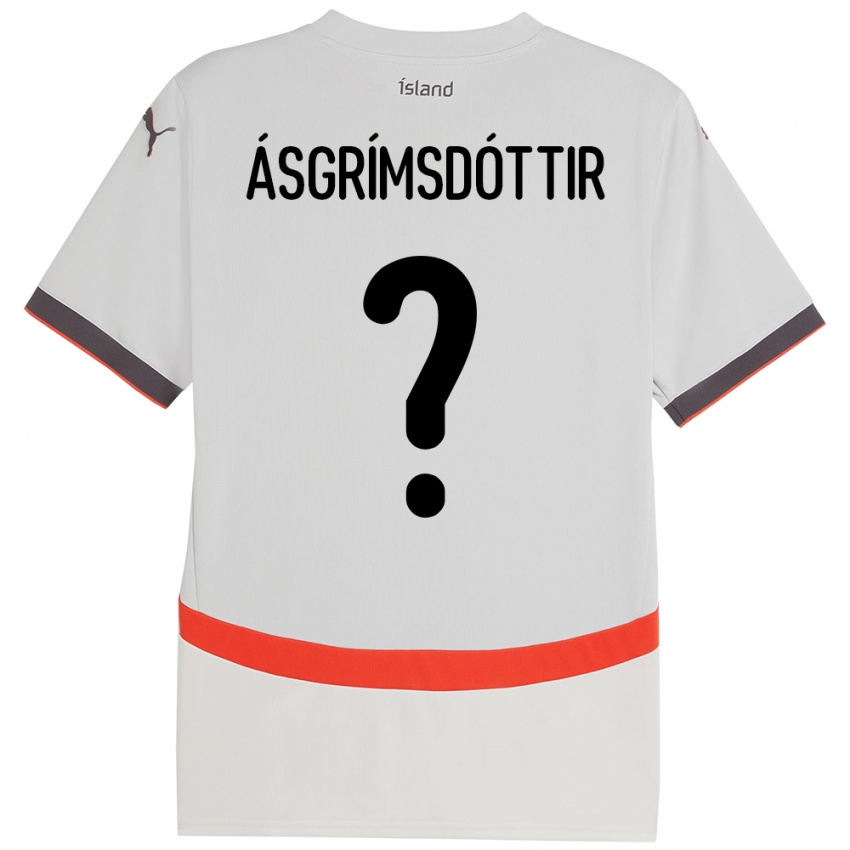גברים אִיסלַנד Arna Ásgrímsdóttir #0 לָבָן הרחק ג'רזי 24-26 חולצה קצרה