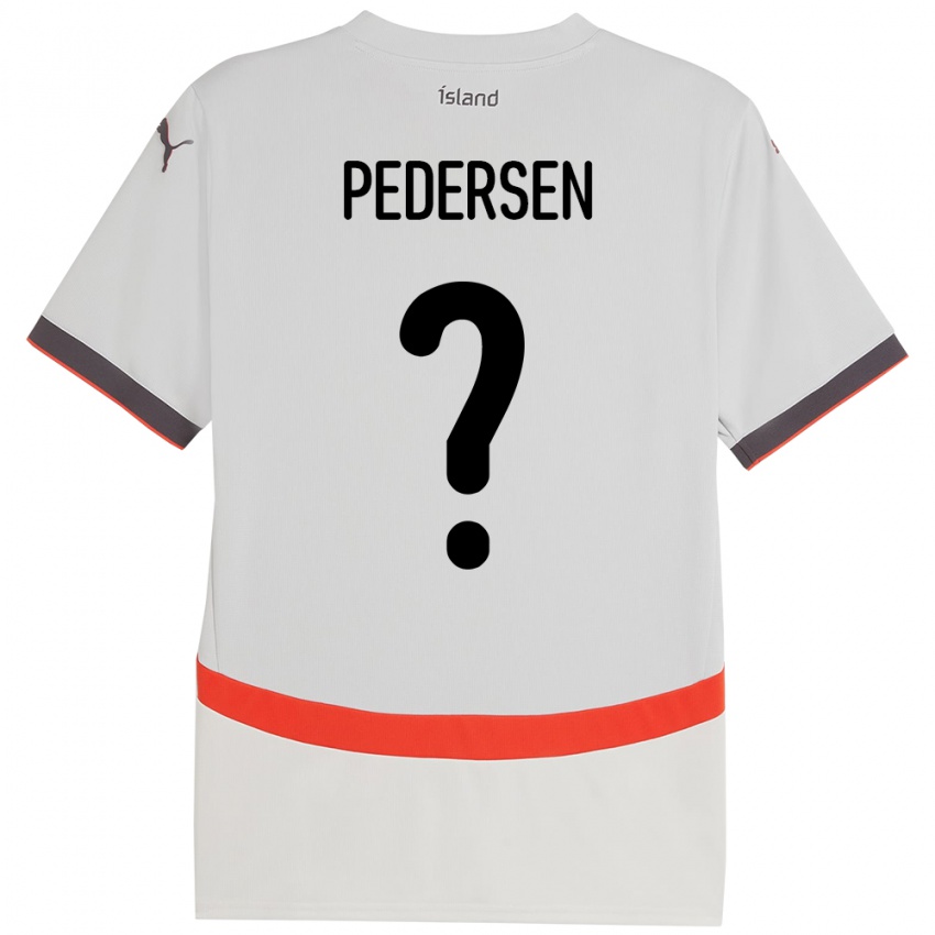 גברים אִיסלַנד Lára Pedersen #0 לָבָן הרחק ג'רזי 24-26 חולצה קצרה