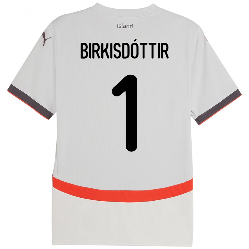 גברים אִיסלַנד Fanney Inga Birkisdóttir #1 לָבָן הרחק ג'רזי 24-26 חולצה קצרה