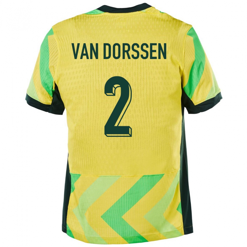 נשים אוֹסטְרַלִיָה Ben Van Dorssen #2 זָהוּב ג'רזי ביתית 24-26 חולצה קצרה