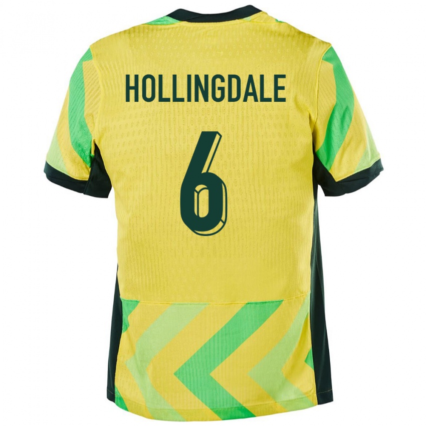 נשים אוֹסטְרַלִיָה Ryley Hollingdale #6 זָהוּב ג'רזי ביתית 24-26 חולצה קצרה
