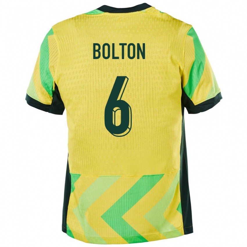 נשים אוֹסטְרַלִיָה Alex Bolton #6 זָהוּב ג'רזי ביתית 24-26 חולצה קצרה