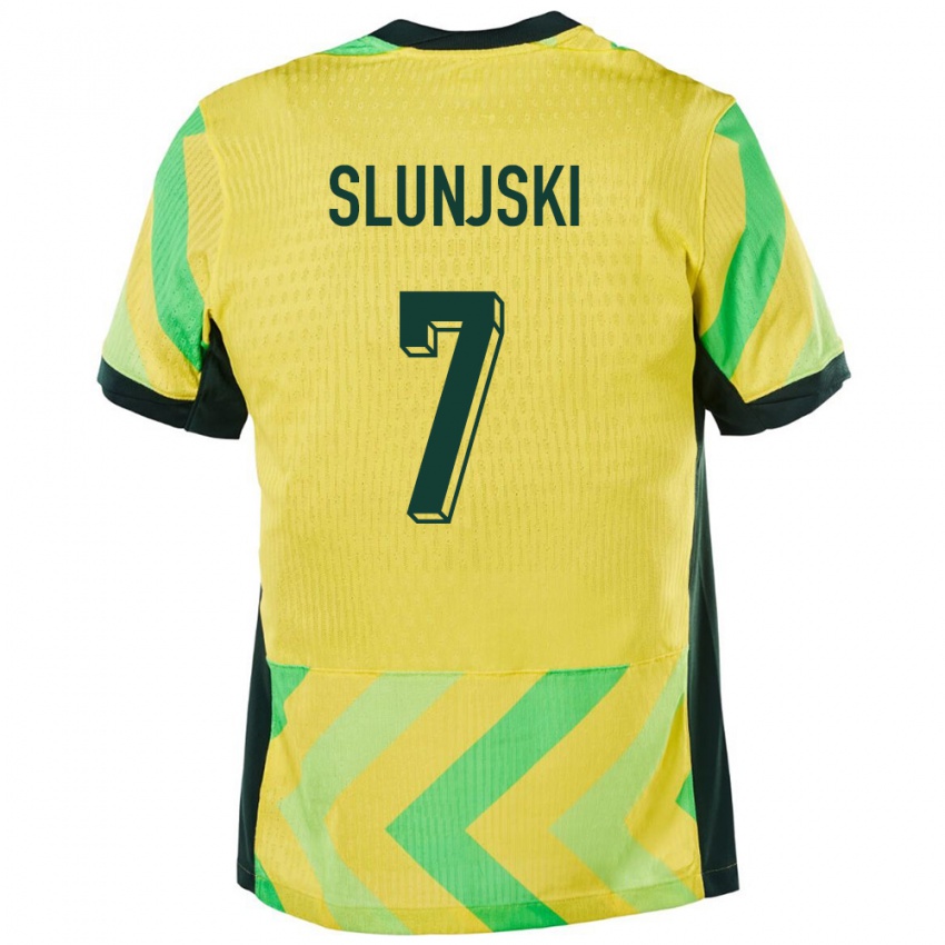 נשים אוֹסטְרַלִיָה Noah Slunjski #7 זָהוּב ג'רזי ביתית 24-26 חולצה קצרה