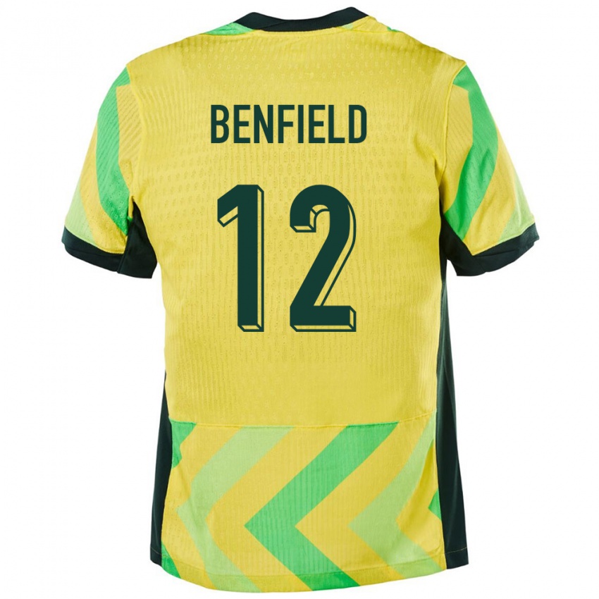 נשים אוֹסטְרַלִיָה Jonty Benfield #12 זָהוּב ג'רזי ביתית 24-26 חולצה קצרה