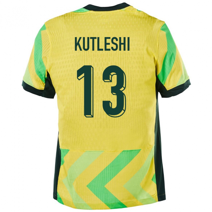 נשים אוֹסטְרַלִיָה Besian Kutleshi #13 זָהוּב ג'רזי ביתית 24-26 חולצה קצרה