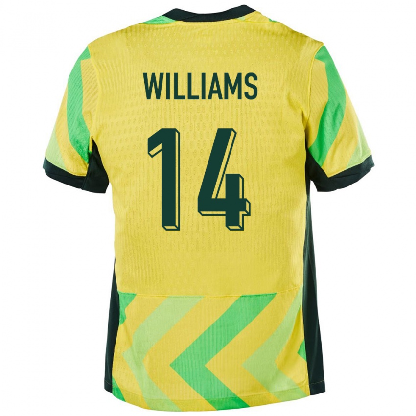 נשים אוֹסטְרַלִיָה Tyler Williams #14 זָהוּב ג'רזי ביתית 24-26 חולצה קצרה