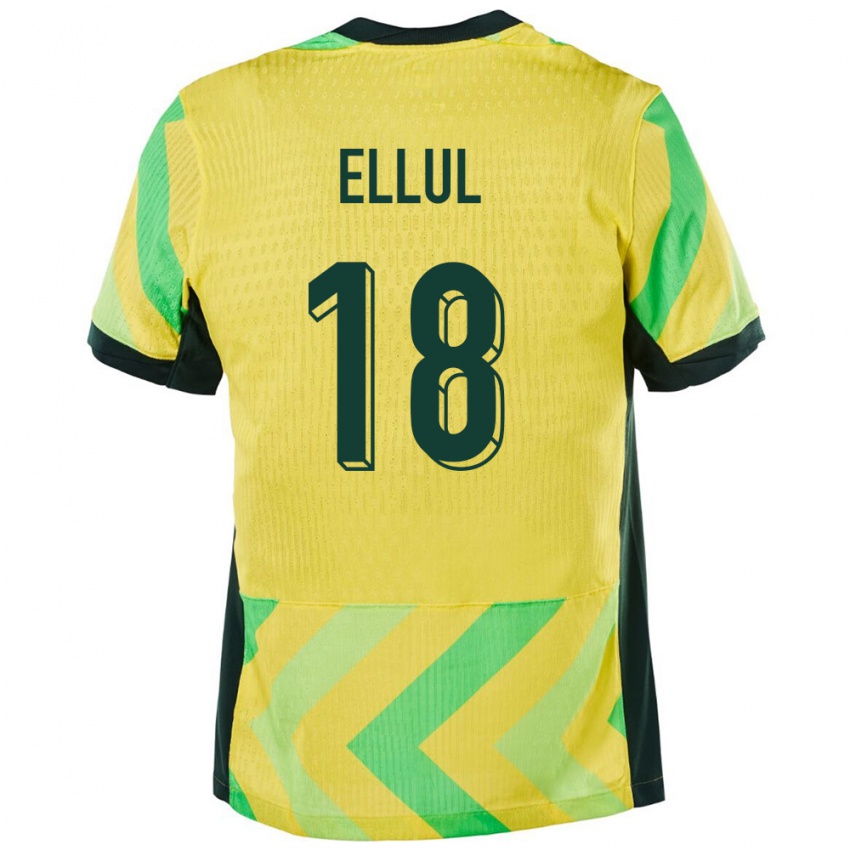 נשים אוֹסטְרַלִיָה Noah Ellul #18 זָהוּב ג'רזי ביתית 24-26 חולצה קצרה