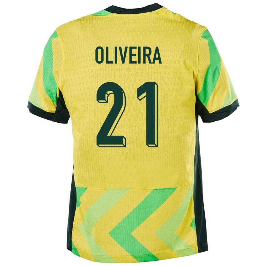 נשים אוֹסטְרַלִיָה Henrique Oliveira #21 זָהוּב ג'רזי ביתית 24-26 חולצה קצרה